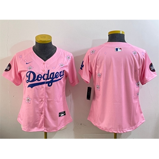 Women's Los Angeles Dodgers Blank Pink 2025 Tokyo Series Limited Stitched Baseball Jersey(Run Small) - Ujersey