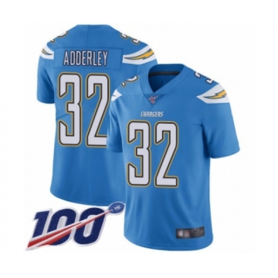 Men's Los Angeles Chargers #32 Nasir Adderley Electric Blue Alternate Vapor Untouchable Limited Player 100th Season Football Jersey - Ujersey