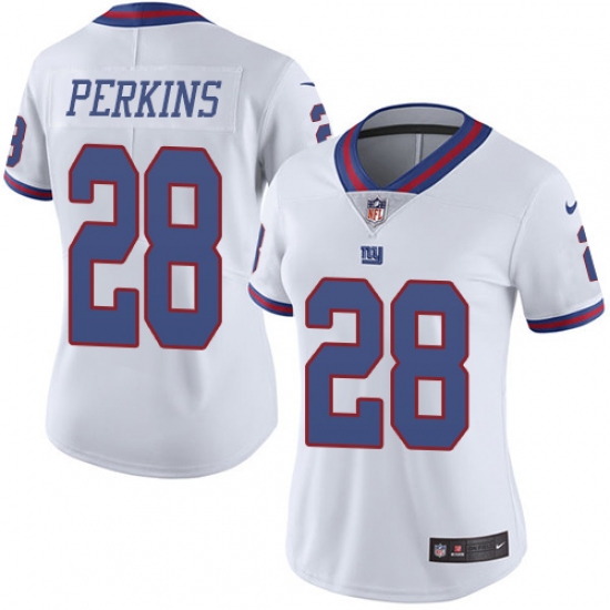 Women's Nike New York Giants #28 Paul Perkins Limited White Rush Vapor Untouchable NFL Jersey - Ujersey