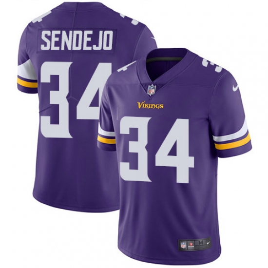 Men's Nike Minnesota Vikings #34 Andrew Sendejo Purple Team Color Vapor Untouchable Limited Player NFL Jersey - Ujersey