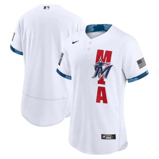 Men's Miami Marlins Blank Nike White 2021 MLB All-Star Game Authentic Jersey - Ujersey