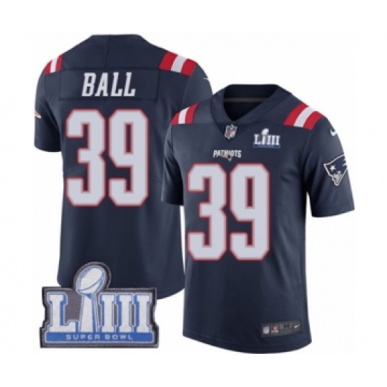 Men's Nike New England Patriots #39 Montee Ball Limited Navy Blue Rush Vapor Untouchable Super Bowl LIII Bound NFL Jersey - Ujersey