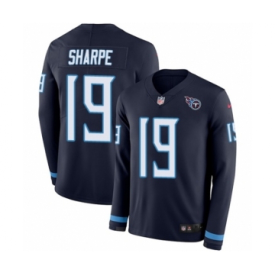 Men's Nike Tennessee Titans #19 Tajae Sharpe Limited Navy Blue Therma Long Sleeve NFL Jersey - Ujersey