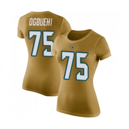 Football Women's Jacksonville Jaguars #75 Cedric Ogbuehi Gold Rush Pride Name & Number T-Shirt - Ujersey