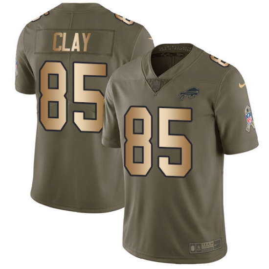 Youth Nike Buffalo Bills #85 Charles Clay Limited Olive/Gold 2017 Salute to Service NFL Jersey - Ujersey