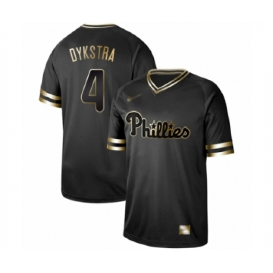 Men's Philadelphia Phillies #4 Lenny Dykstra Authentic Black Gold Fashion Baseball Jersey - Ujersey