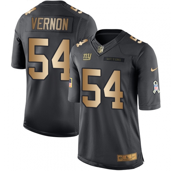Youth Nike New York Giants #54 Olivier Vernon Limited Black/Gold Salute to Service NFL Jersey - Ujersey