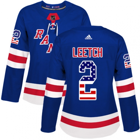 Women's Adidas New York Rangers #2 Brian Leetch Authentic Royal Blue USA Flag Fashion NHL Jersey - Ujersey