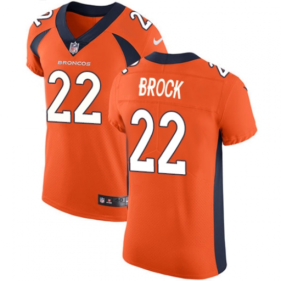 Men's Nike Denver Broncos #22 Tramaine Brock Orange Team Color Vapor Untouchable Elite Player NFL Jersey - Ujersey