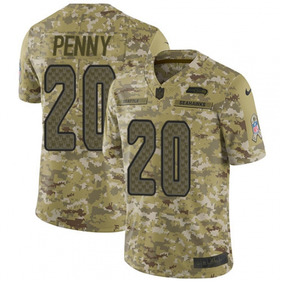 Youth Nike Seattle Seahawks #20 Rashaad Penny Limited Camo 2018 Salute to Service NFL Jersey - Ujersey