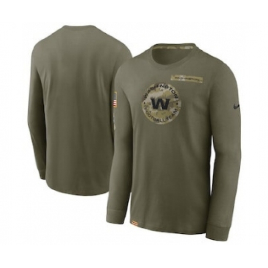 Men's Washington Redskins Team Football Olive 2021 Salute To Service Performance Long Sleeve T-Shirt - Ujersey