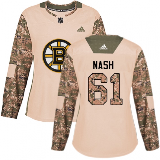 Women's Adidas Boston Bruins #61 Rick Nash Authentic Camo Veterans Day Practice NHL Jersey - Ujersey
