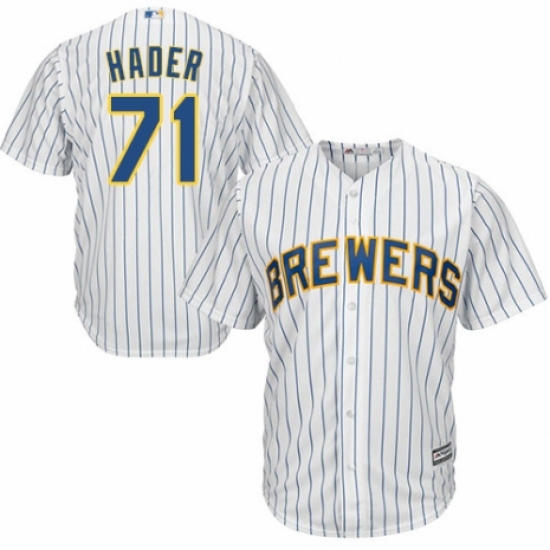 Youth Majestic Milwaukee Brewers #71 Josh Hader Authentic White Home Cool Base MLB Jersey - Ujersey