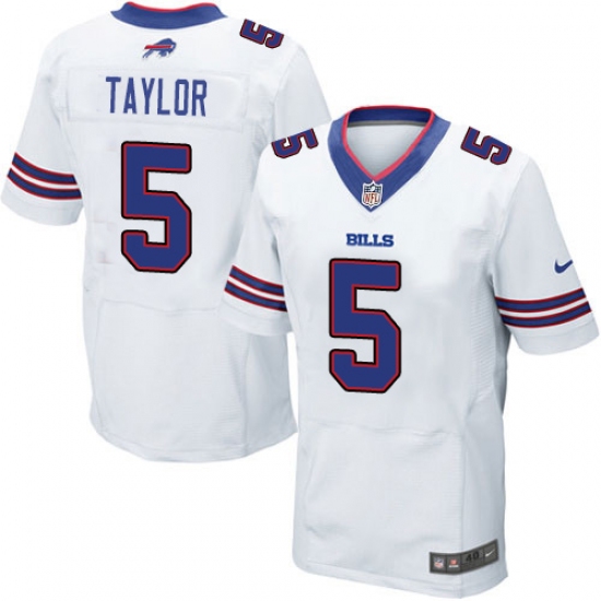 Men's Nike Buffalo Bills #5 Tyrod Taylor Elite White NFL Jersey - Ujersey