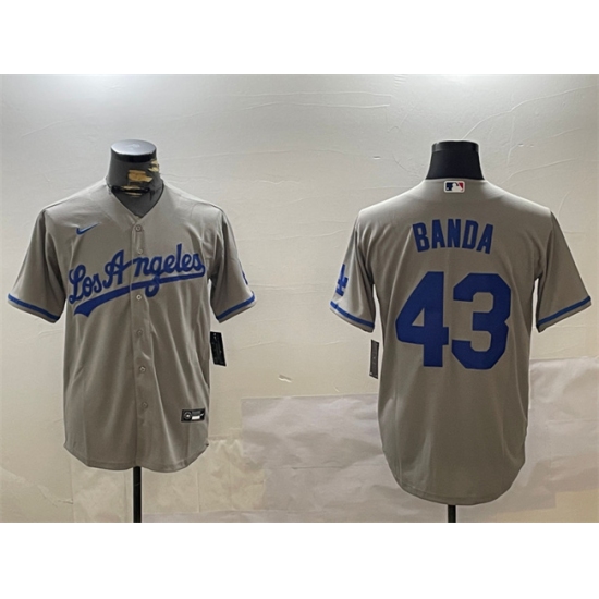 Men's Los Angeles Dodgers #43 Anthony Banda Grey Cool Base Stitched Baseball Jersey - Ujersey