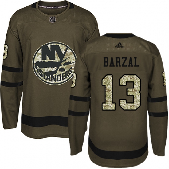 Youth Adidas New York Islanders #13 Mathew Barzal Premier Green Salute to Service NHL Jersey - Ujersey
