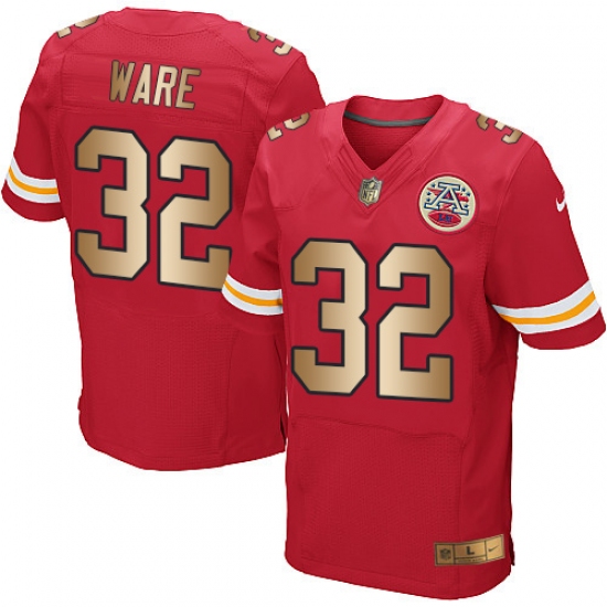 Men's Nike Kansas City Chiefs #32 Spencer Ware Elite Red/Gold Team Color NFL Jersey - Ujersey