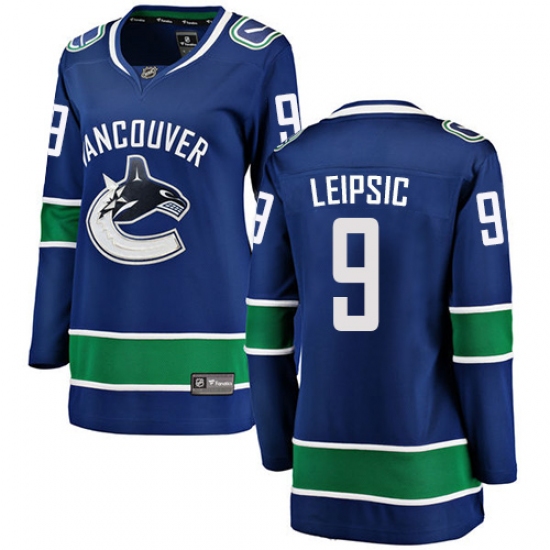 Women's Vancouver Canucks #9 Brendan Leipsic Fanatics Branded Blue Home Breakaway NHL Jersey - Ujersey