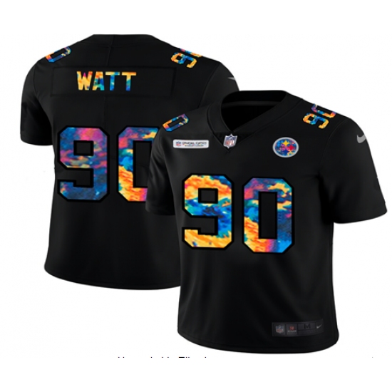 Men's Pittsburgh Steelers #90 T. J. Watt Rainbow Version Nike Limited Jersey - Ujersey