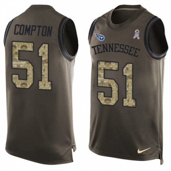 Men's Nike Tennessee Titans #51 Will Compton Limited Green Salute to Service Tank Top NFL Jersey - Ujersey