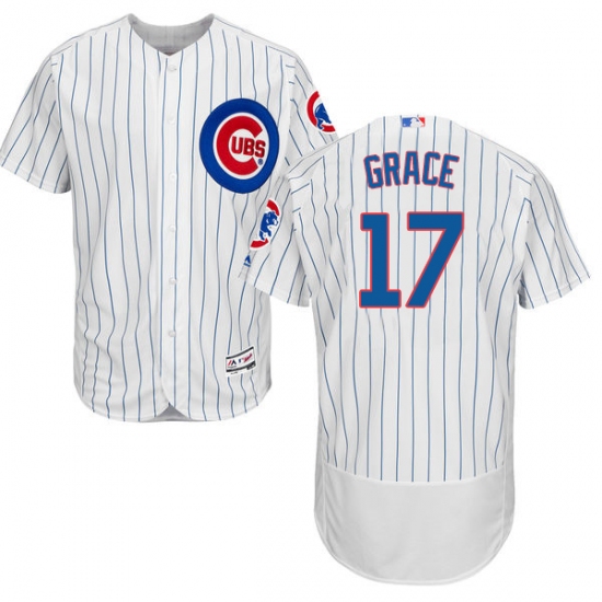 Men's Majestic Chicago Cubs #17 Mark Grace White Home Flex Base Authentic Collection MLB Jersey - Ujersey
