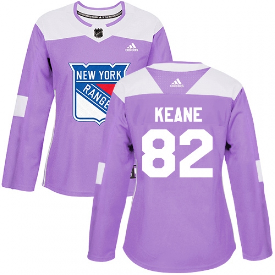 Women's Adidas New York Rangers #82 Joey Keane Authentic Purple Fights Cancer Practice NHL Jersey - Ujersey