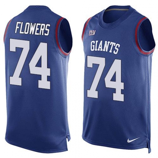 Men's Nike New York Giants #74 Ereck Flowers Limited Royal Blue Player Name & Number Tank Top NFL Jersey - Ujersey