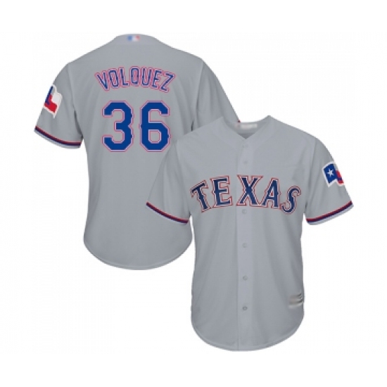 Youth Texas Rangers #36 Edinson Volquez Replica Grey Road Cool Base Baseball Jersey - Ujersey
