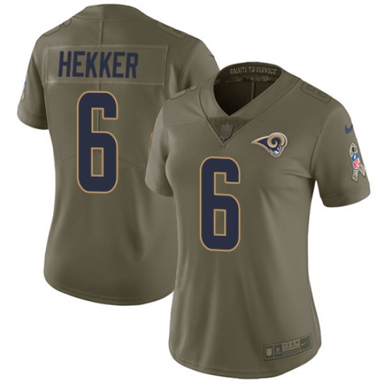 Women's Nike Los Angeles Rams #6 Johnny Hekker Limited Olive 2017 Salute to Service NFL Jersey - Ujersey
