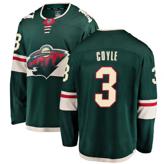 Youth Minnesota Wild #3 Charlie Coyle Authentic Green Home Fanatics Branded Breakaway NHL Jersey - Ujersey