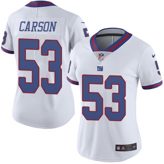 Women's Nike New York Giants #53 Harry Carson Limited White Rush Vapor Untouchable NFL Jersey - Ujersey
