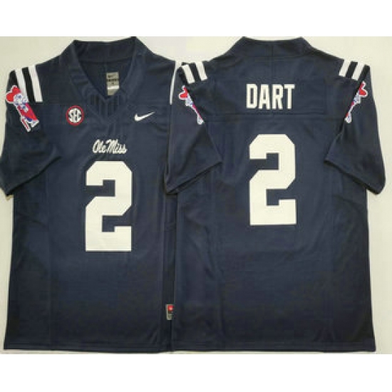 Men's Ole Miss Rebels #2 Jaxson Dart Navy Blue 2025 FUSE College Football Jersey - Ujersey