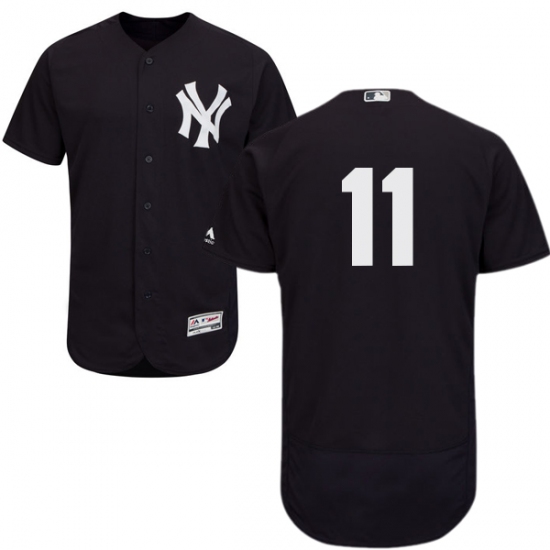 Men's Majestic New York Yankees #11 Brett Gardner Navy Blue Alternate Flex Base Authentic Collection MLB Jersey - Ujersey