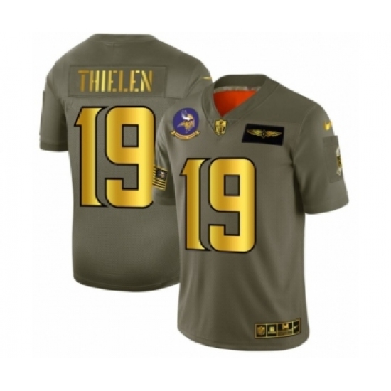 Men's Minnesota Vikings #19 Adam Thielen Limited Olive Gold 2019 Salute to Service Football Jersey - Ujersey