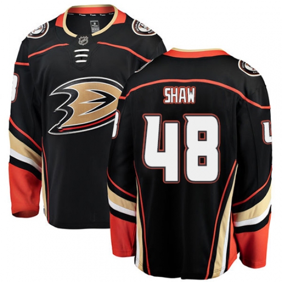 Men's Anaheim Ducks #48 Logan Shaw Fanatics Branded Black Home Breakaway NHL Jersey - Ujersey
