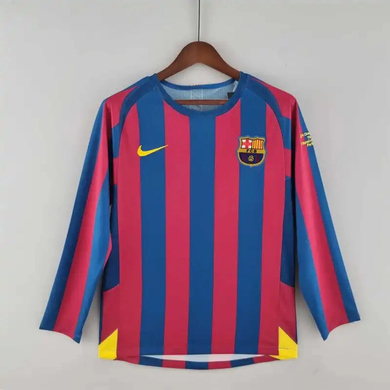 Barcelona Retro Jersey Home Long Sleeve Soccer Shirt 2005-06 - U-jersey