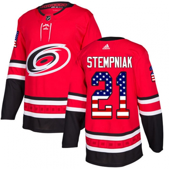 Men's Adidas Carolina Hurricanes #21 Lee Stempniak Authentic Red USA Flag Fashion NHL Jersey - Ujersey