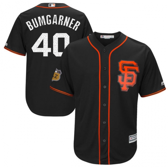 Youth Majestic San Francisco Giants #40 Madison Bumgarner Authentic Black 2017 Spring Training Cool Base MLB Jersey
