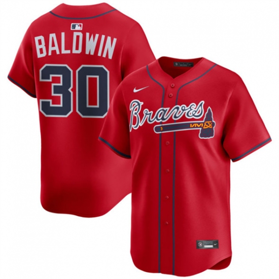 Men's Atlanta Braves #30 Drake Baldwin Red 2025 Alternate Limited Stitched Baseball Jersey - Ujersey