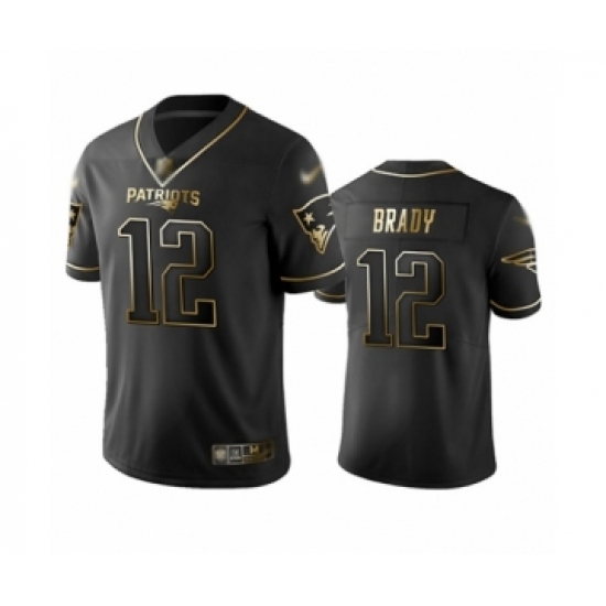 Men's New England Patriots #12 Tom Brady Limited Black Golden Edition Football Jersey - Ujersey