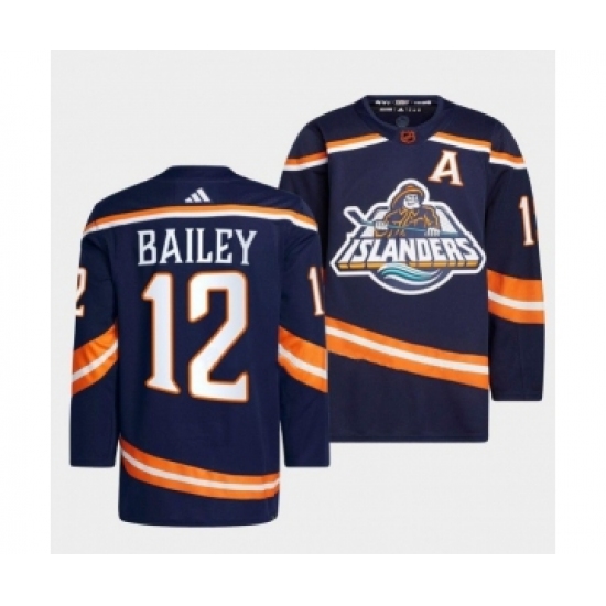 Men's New York Islanders #12 Josh Bailey 2022 Navy Reverse Retro 2.0 Stitched Jersey