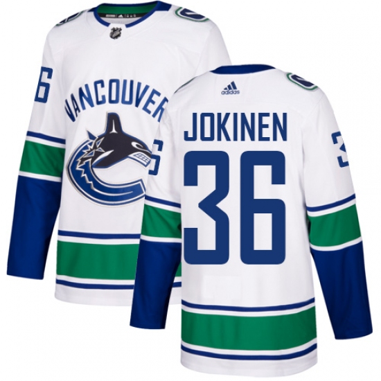 Youth Adidas Vancouver Canucks #36 Jussi Jokinen Authentic White Away NHL Jersey - Ujersey