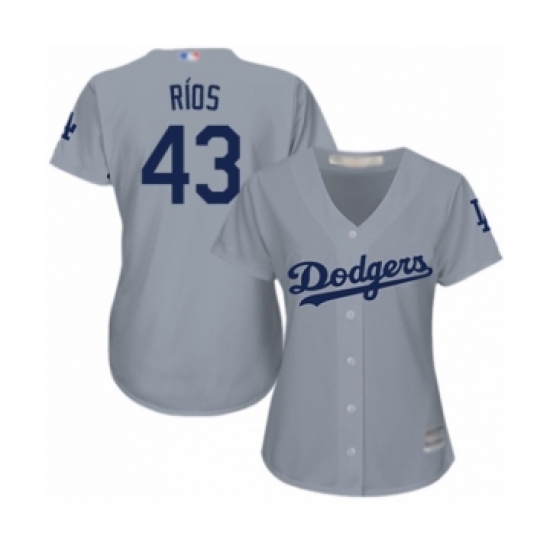 Women's Los Angeles Dodgers #43 Edwin Rios Authentic Grey Road Cool Base Baseball Player Jersey - Ujersey