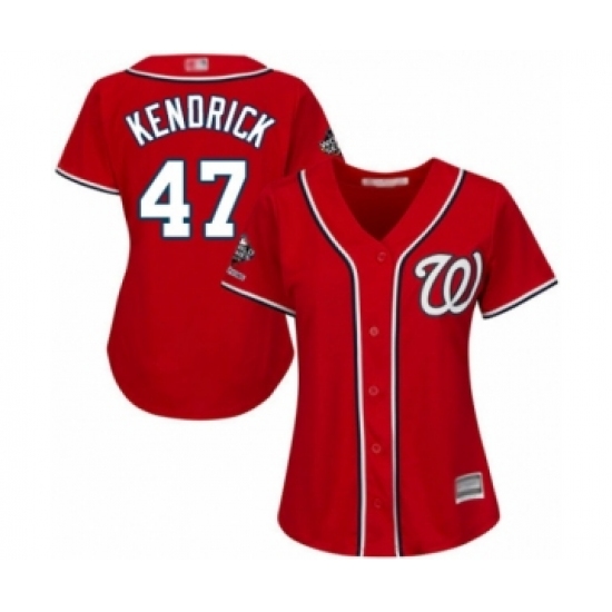 Women's Washington Nationals #47 Howie Kendrick Authentic Red Alternate 1 Cool Base 2019 World Series Champions Baseball Jersey - Ujersey