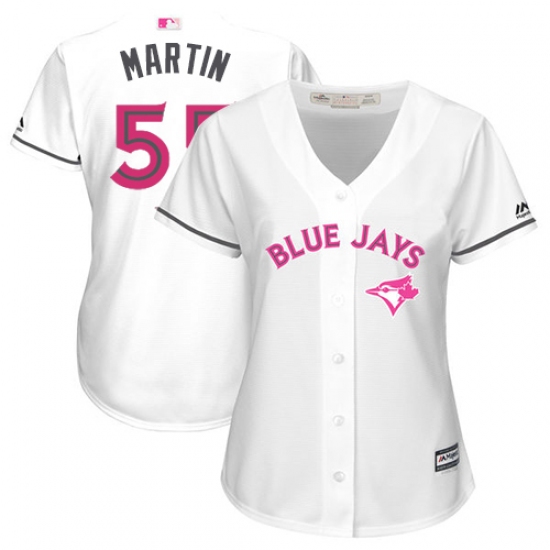 Women's Majestic Toronto Blue Jays #55 Russell Martin Authentic White Mother's Day Cool Base MLB Jersey - Ujersey