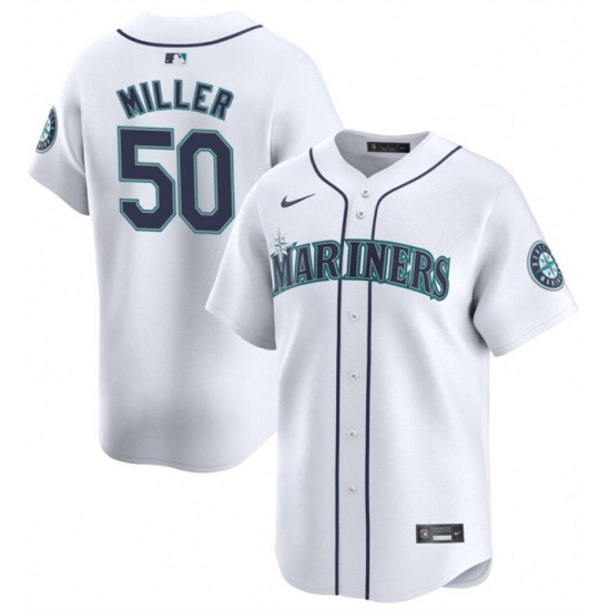 Men's Seattle Mariners #50 Bryce Miller White Home Limited Stitched jersey - Ujersey