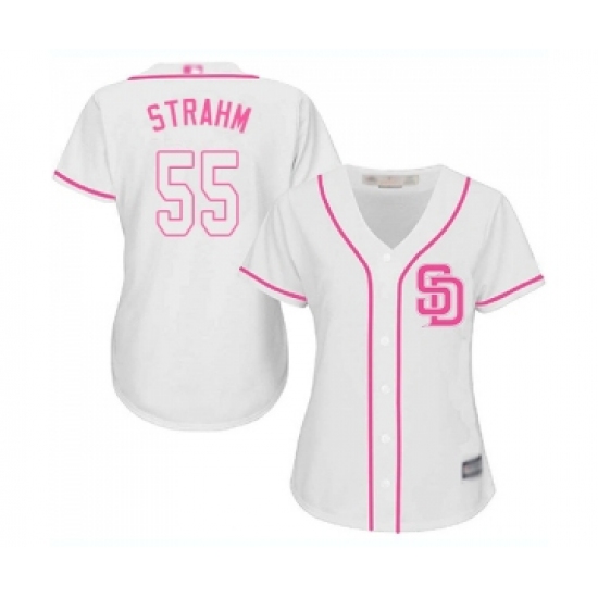 Women's San Diego Padres #55 Matt Strahm Replica White Fashion Cool Base Baseball Jersey - Ujersey