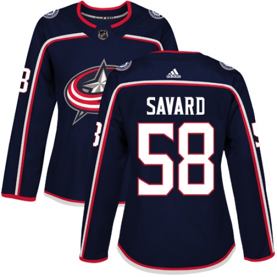 Women's Adidas Columbus Blue Jackets #58 David Savard Premier Navy Blue Home NHL Jersey - Ujersey