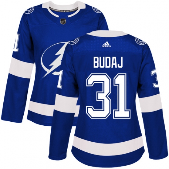Women's Adidas Tampa Bay Lightning #31 Peter Budaj Authentic Royal Blue Home NHL Jersey - Ujersey