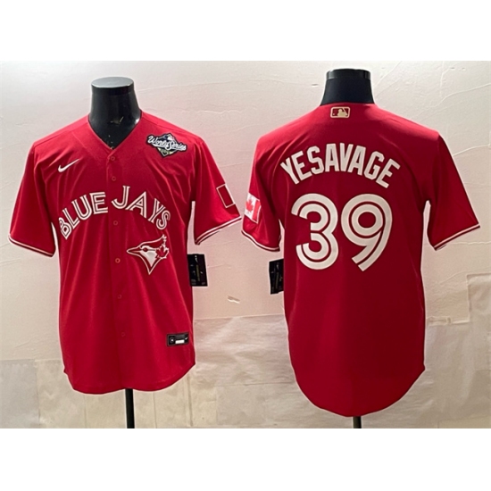 Men's Toronto Blue Jays #39 Trey Yesavage Red 2025 World Series Cool Base Stitched Baseball Jersey - Ujersey